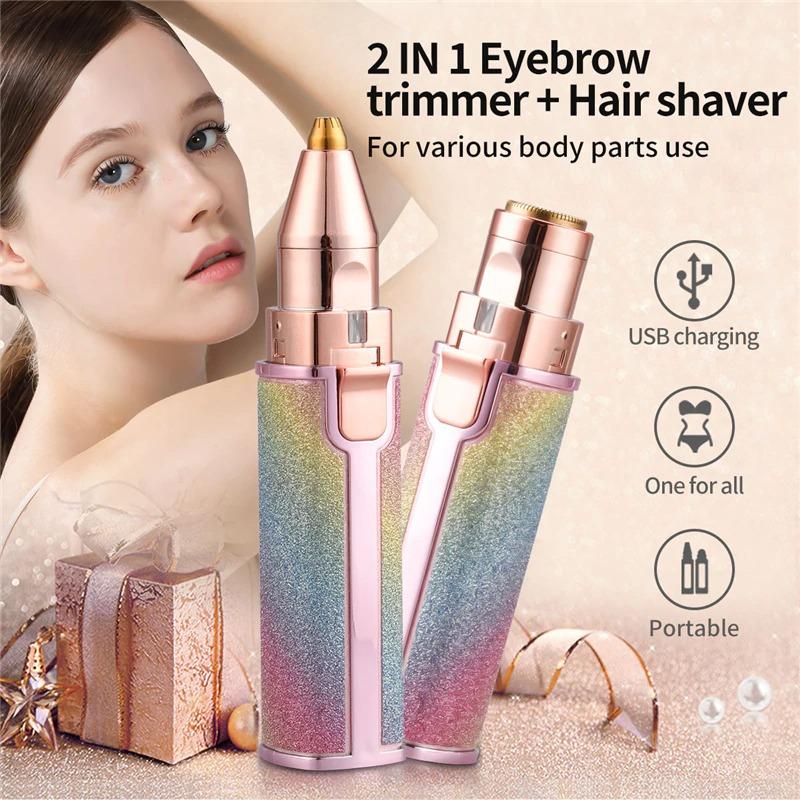 Picture of Eyebrow Trimmer For Women, 2 In 1 Rechargeable Facial Hair Remover Multicolor