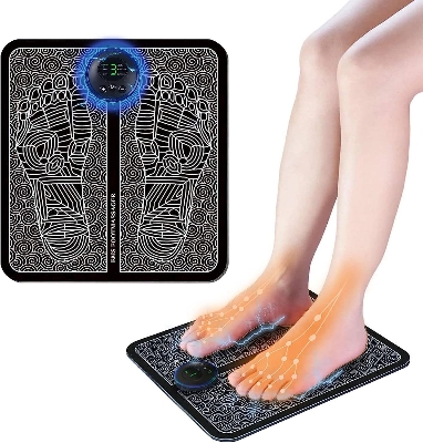 Picture of EMS Foot Massager | Folding Portable Feet Massage Machine | Electronic Muscle Stimulatior Massage Mat USB Rechargeable Black