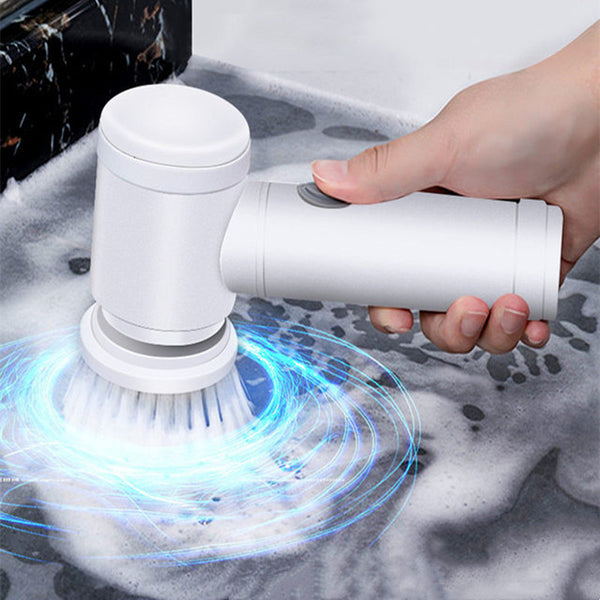 Picture of Electric Cleaning Brush Set Kitchen Bathroom Sink Bathtub Floor Toilet Tub Electric Spin Scrubber Cleaning Brush Drill Brush (Color : U Rechargeable Kitchen Dishwashing Brush Sink Cleaner Bathroom Bathtub Clean Brush Spin Scrubber Electric Cleaning Brush Off White