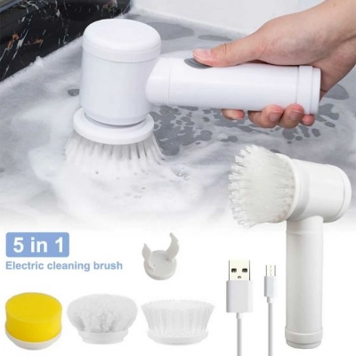 Picture of Electric Cleaning Brush Set Kitchen Bathroom Sink Bathtub Floor Toilet Tub Electric Spin Scrubber Cleaning Brush Drill Brush (Color : U Rechargeable Kitchen Dishwashing Brush Sink Cleaner Bathroom Bathtub Clean Brush Spin Scrubber Electric Cleaning Brush Off White