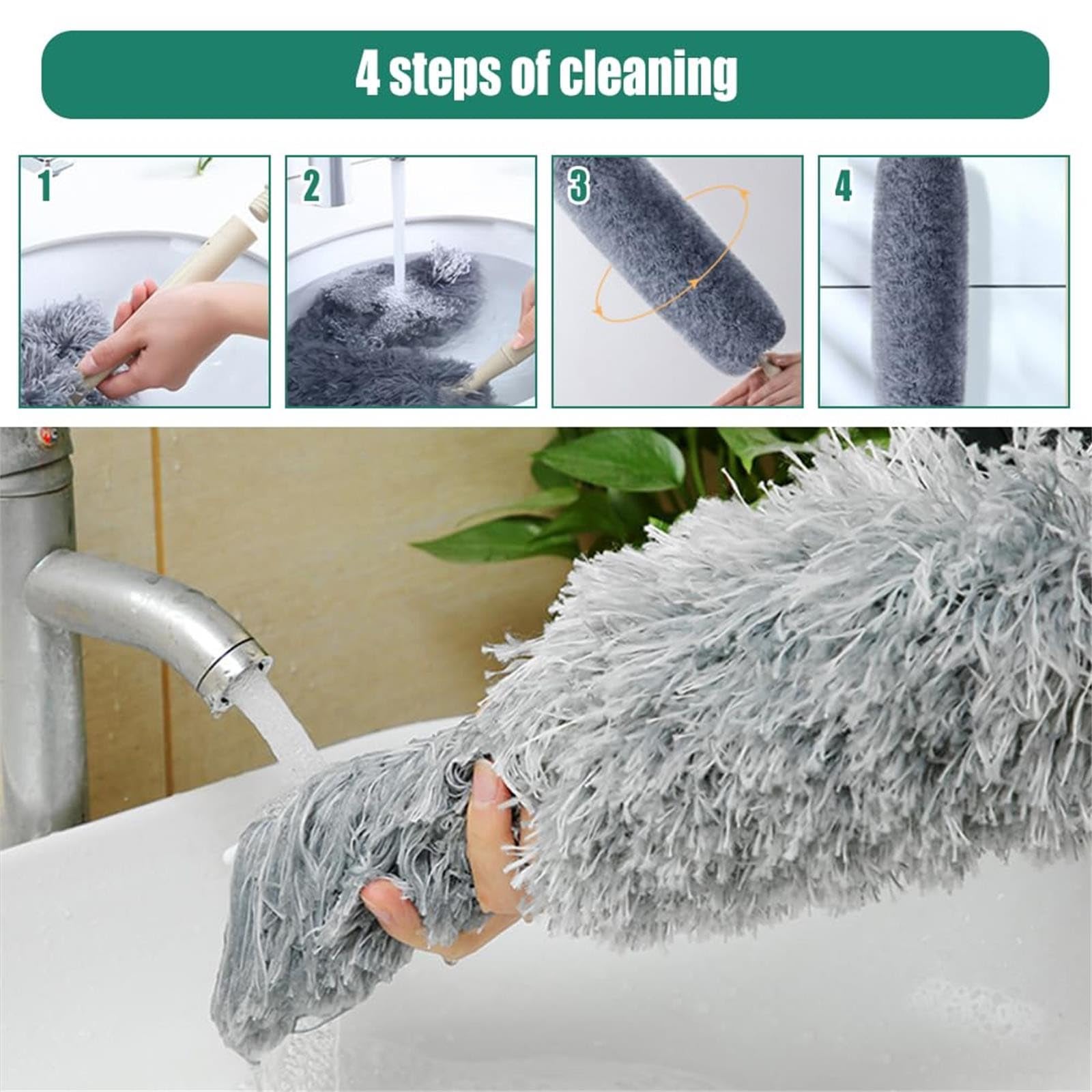 Picture of Dusting Brush for Cleaning and Dusting Feather Duster Grey