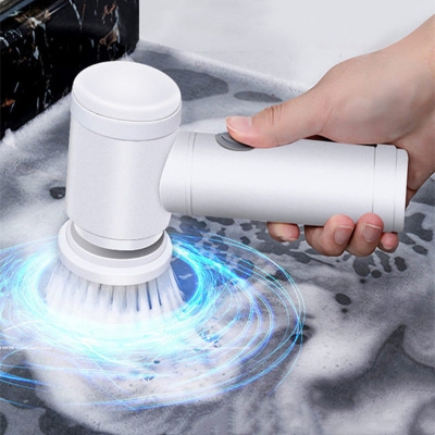 Picture of Magic Brush 5in1 Handheld Electric Cleaning Brush Power Scrubber Brush Cordless Cleaning Brush For Bathroom Tub Kitchen Household Cleaning Tools Kitchen Bathroom Sink Cleaner 3 Brush Head White