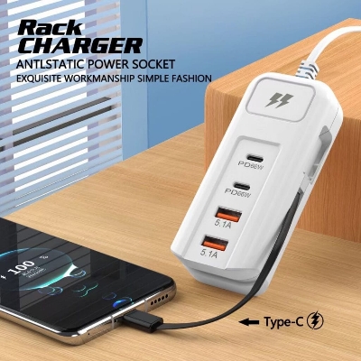Picture of Rack Charger 2PD+2USB Safe Charge White