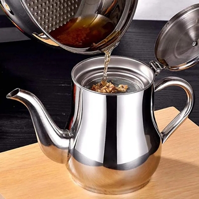 Picture of 500ml Stainless Steel Oil Tank Large Capacity Oil Bottle Kitchen Oil Filter Pot Soy Sauce Vinegar Container Coffee Pot Silver