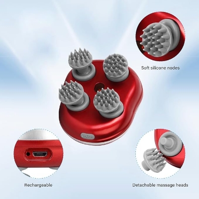 Picture of Scalp Head Hair Massager Electric Health Care Antistress Relax Body Massagem Deep Saude Tissue Prevent Body Massage (Red) Red