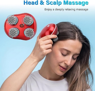 Picture of Scalp Head Hair Massager Electric Health Care Antistress Relax Body Massagem Deep Saude Tissue Prevent Body Massage (Red) Red