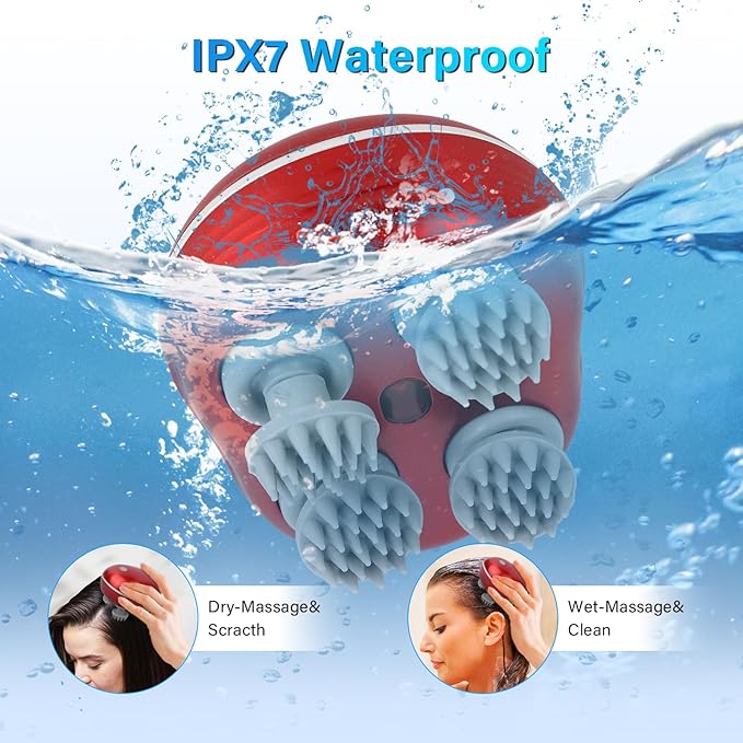 Picture of Scalp Head Hair Massager, Electric Waterproof Massager, Red Light Therapy, Kneading Head Massage Claws Electric Cat Massager Health Care Relax Shoulder Neck Deep Tissue Head Scalp Massage Kneading Vibrating Device Body Massager ( BLUE ) Blue