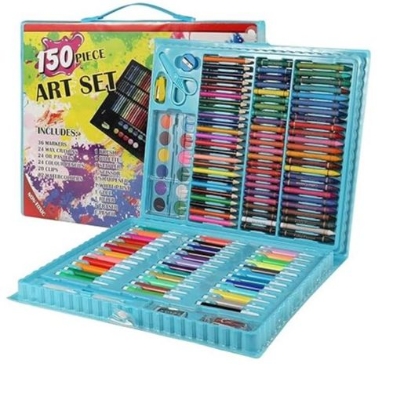 Picture of Children Deluxe Art Drawing Set for Kids Case Art and Craft Supplies Drawing and Painting Set Great Gift (150Pcs -Blue) Multicolor