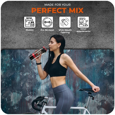 Picture of Active 100 Protein Shaker Bottle 500ml With Extra Compartment - Gym Shaker Bottle For Men & Women, Perfect For Protein Shakes & Supplements (Red) Red