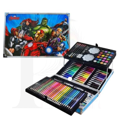 Picture of Aapeshwar 145 Pcs Color, Art, Craft & Painting Suitcase kit, Big Coloring & Drawing Suitcase with Water/Pencil/Oil Pastel/Sketches & Acrylic Paints & Brushes for Kids (Superheros- Blue) Blue