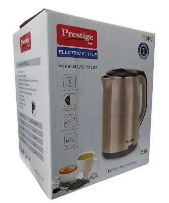 Picture of Prestige Electric Kettle 2.0L High Quality Stainless Steel Automatically turns off when water boils On/Off Switch with light indicator ( LIGHT GREY) Grey