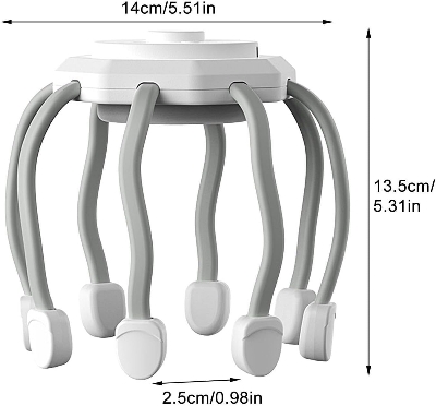Picture of Electric Octopus Head Massager Therapy offering a 360-degree massage that allows you to enjoy a hands-free massage while reading, Multicolor