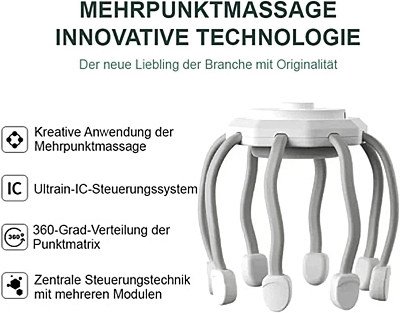Picture of Electric Octopus Head Massager Therapy offering a 360-degree massage that allows you to enjoy a hands-free massage while reading, Multicolor