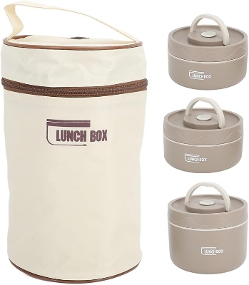 Picture of Insulated Lunch Box, Portable Stainless Steel Food Container with Bag, Cutlery Set Multicolor