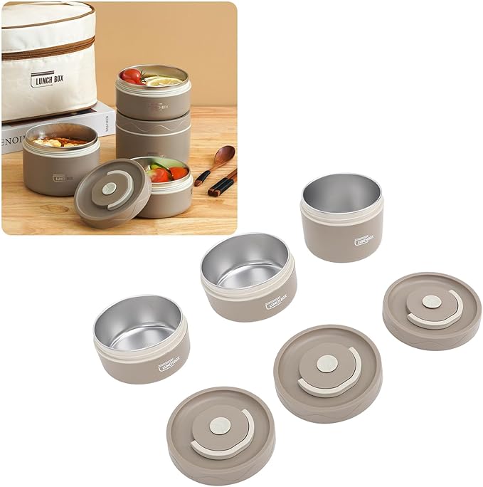 Picture of Insulated Lunch Box, Portable Stainless Steel Food Container with Bag, Cutlery Set Multicolor