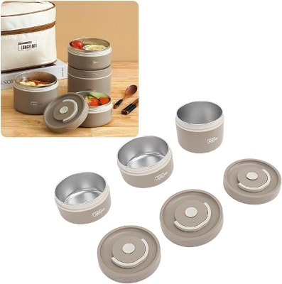 Picture of Insulated Lunch Box, Portable Stainless Steel Food Container with Bag, Cutlery Set Multicolor