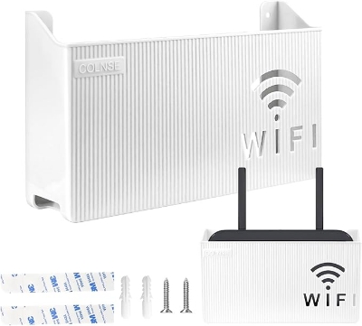 Picture of WiFi Router Storage Box,Wall Mount,Living Room TV Wall Storage Rack Set-Top Box Shelf,for Hom Black