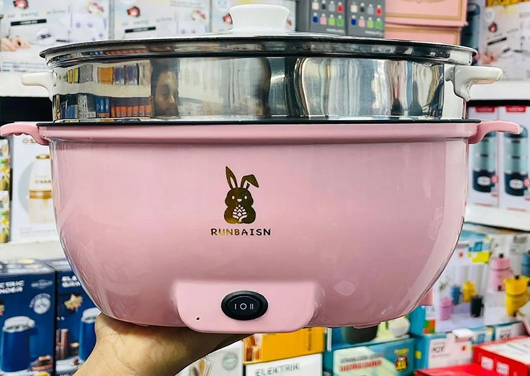 Picture of Big Multi Cooker Runbaisen 5.2 L Electric Pot 1200 Watt marbel Cooting 1-5 People Cooking Easily Smart Pen Multicolor