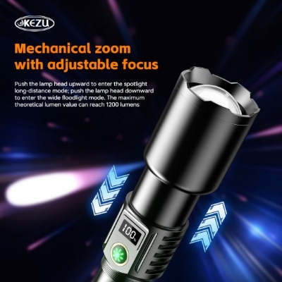 Picture of High Super Powerful Led Flashlight High Power Torch Light Rechargeable Tactical Flashlight 18650 Usb Camping Lamp Bike Accessories Black