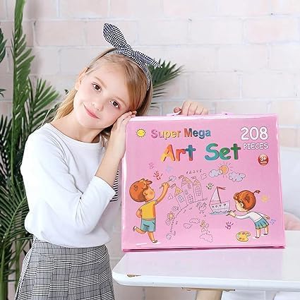 Picture of TOMMYHOME Drawing Kit 208PCS Deluxe Colouring Art Set for Kids 6-12 Drawing & Painting Set with Watercolour Drawing Colouring Pencils for Children Kid Girls Boys Multicolor