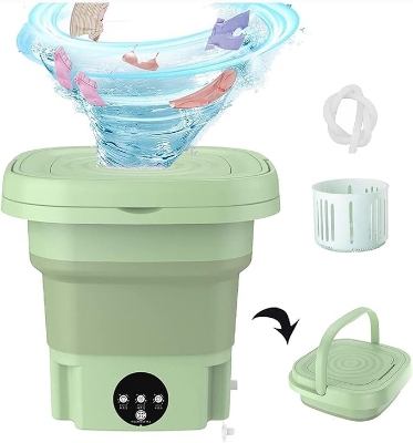 Picture of Folding Mini Washing Machine, Small Washing Machine 8L with 3 Modes Deep Cleaning, Mini Portable Washer for Camping,Underwear,Personal Purple