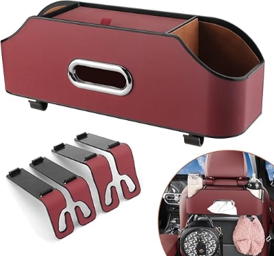 Picture of HALOYIVGO Car Seat Back Organizer - Stylish & Functional Storage for Family Adventures - Cup Holders, Tissue Box & Hooks - Perfect for Kids, Road Trips & Travel Multicolor