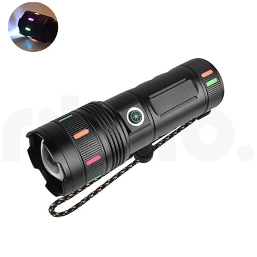 Picture of Ritmo Torch Light, LED Light, Handy Light, Type-C, USB, High Lumen Torch Light with Zoomable, 4 Modes,Power Bank, Super Bright Torch Lights, Rechargeable Torch. Black