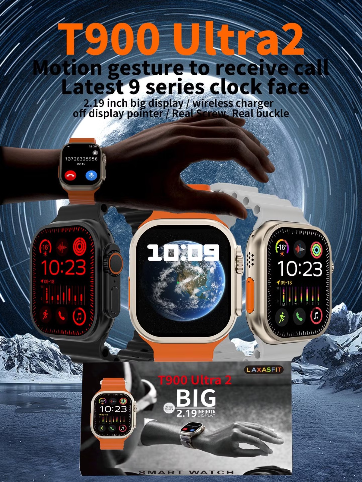 Picture of T900 Ultra 2 49mm Big 2.19inch Smartwatch Series 8 Montre Reloj Inteligente Heart Rate Bt Call T900 Ultra Smart Watch Multicolor