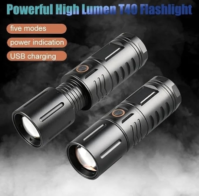 Picture of LED Tactical Portable Flashlight Light - 200000 High Lumens, Waterproof Camping Outdoor LED Torch, Torches LED Super Bright Mini Small Flashlight, Handheld LED Flashlights Black