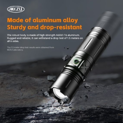 Picture of LED Flashlights high lumens rechargeable Super Bright Torch 4 lighting Modes Tactical Flashlight Zoomable for Camping Outdoor Black
