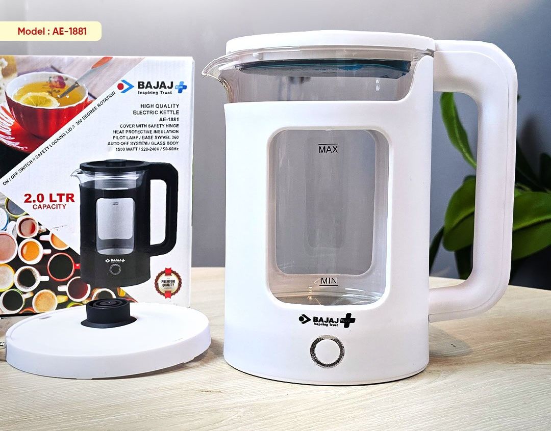 Picture of Bajaj AE1881 Double Layer Electric Glass Kettle - 2 Liter - Black fast boiling power and a 2-liter capacity Black