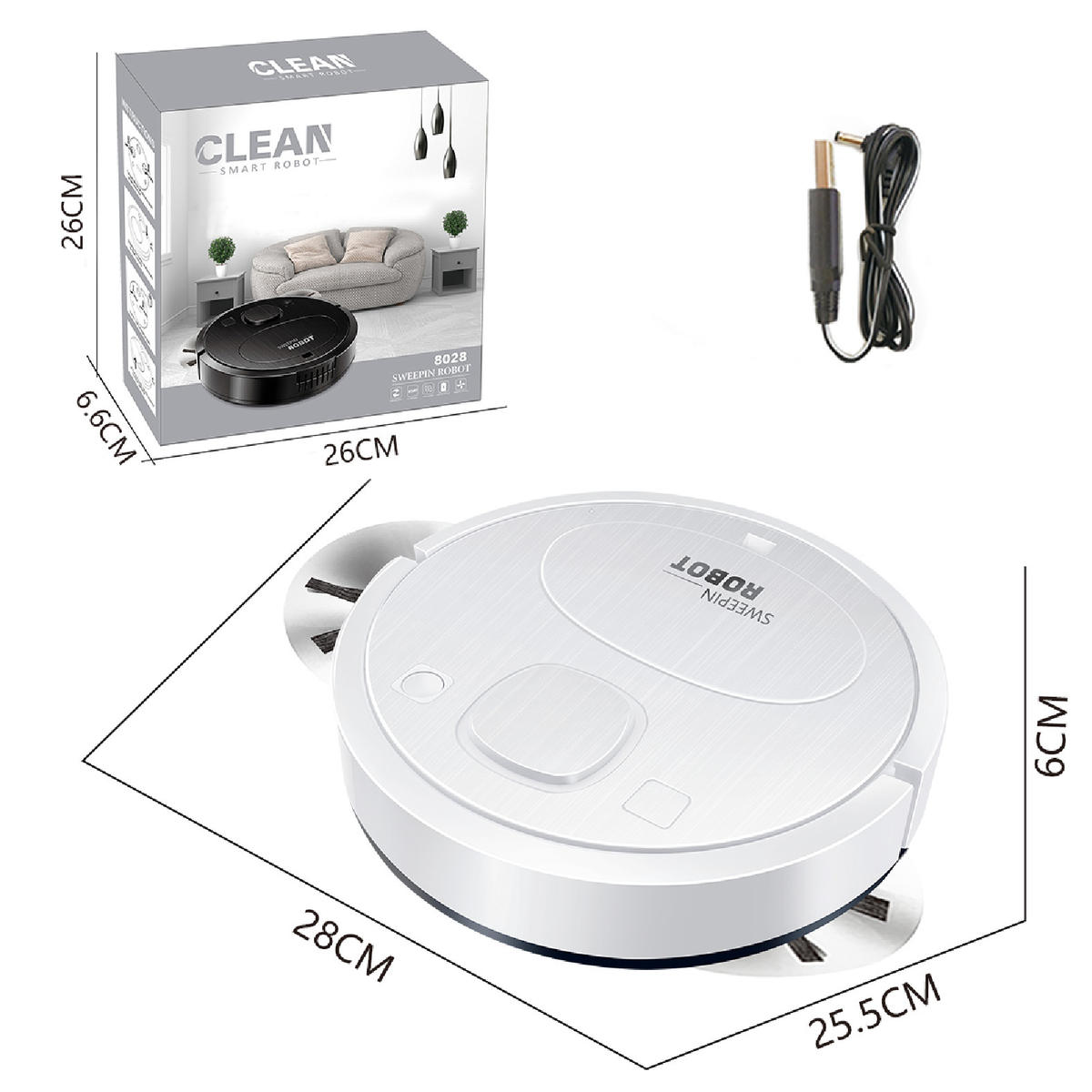 Picture of 8028 USB Charging 3-in-1 Robot Vacuum Cleaner Wet/Dry Sweeping & Mopping for Household & Outdoor Use Electric Power Source Mini Sweeper Sweeping 3 In 1 Smart Sweeping Robot And Vacuuming Wireless Vacuum Cleaner Black