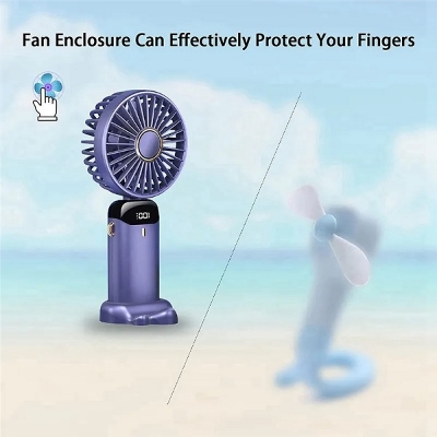 Picture of Portable Personal Fan – 5000mAh Rechargeable Battery, 5 Speed Settings with LED Display, 90° Adjustable 
