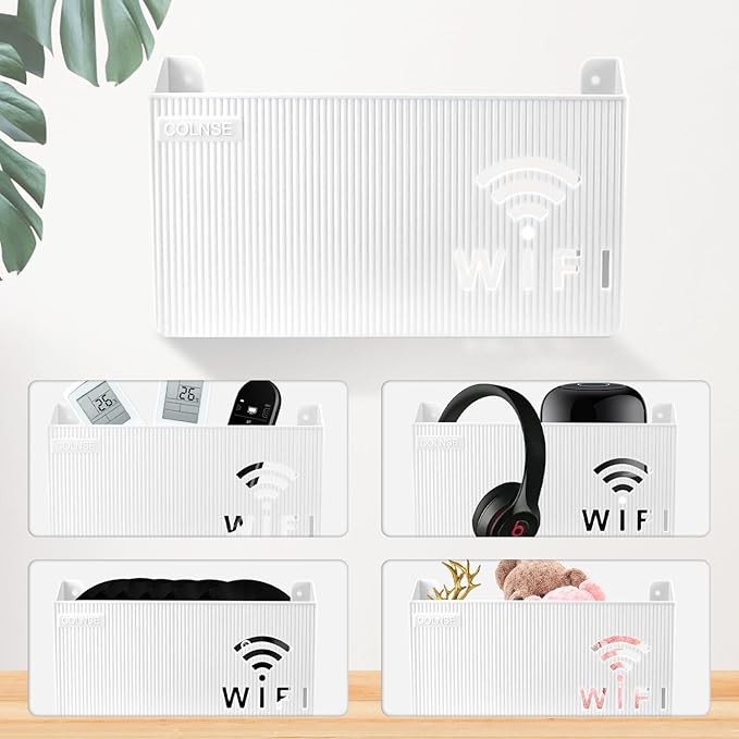 Picture of WiFi Router Storage Box Shelf Wall WLAN Router Box Hide Wall Hangings TV Cable Hide Box WiFi Rack Wall Decoration Decorative Box for Router Cable Organiser Box Multicolor