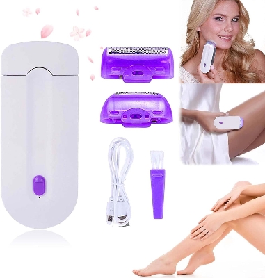 Picture of 2 in 1 Electric Epilator Women Hair Removal Painless Women Hair Remover Shaver Instant Painless Free Sensor Light USB Recharge-Cyclone 
