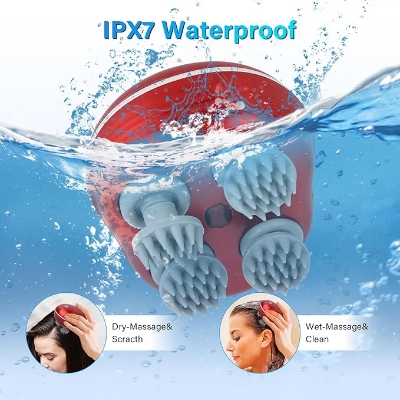 Picture of Scalp Head Hair Massager, Electric Waterproof Massager, Red Light Therapy, Kneading Head Massage Claws Electric Cat Massager Health Care Relax Shoulder Neck Deep Tissue Head Scalp Massage Kneading Vibrating Device Body Massager ( BLUE ) Blue