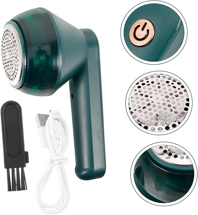 Picture of Healeved Electric Lint Remover and Portable Clothing Shaver Usb Rechargeable Fabric Fuzz Remover for Sweaters and Clothes, Green, Home Use Green