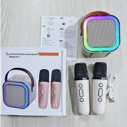 Picture of K12 RGB Karaoke Bluetooth Speaker with Two Microphone Multicolor