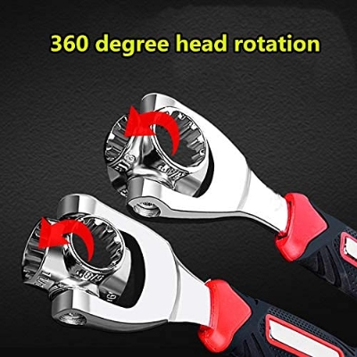 Picture of PassionateTiger wrench 48 in 1 Swivel Head Multi Tool Spanne Tools Socket Works with Spline Bolts Multifunction PassTorx 360 Degree 6-Point Universal Furniture Car Repair (black) Black