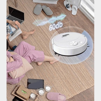 Picture of Robot Vacuum Cleaner, Strong Suction, Cleaning Robot, Automatic Vacuum Cleaner, Small, Cleaning Robot Cleaner, Floor Wipe, Tatami Mat, Carpet, Effective for Hair/Pet Hair, USB Charging, Robot Black
