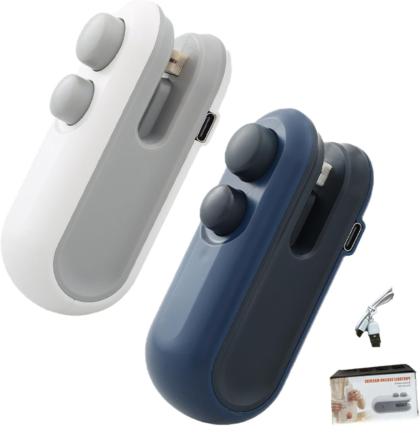 Picture of 2IN1 Mini Sealing Machine USB Rechargable Heat Sealer Storage Bag Plastic Package Food Sealer Clip Bag Handheld Food Heat Sealer 
