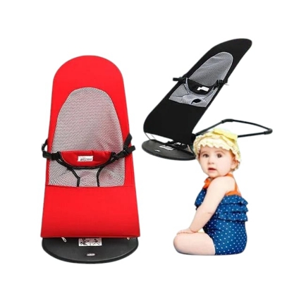 Picture of Baby Rocking Bouncer Balance Soft red color Foldable Soft Newborn Baby Bouncing Chair Seat Safety Balanced Rocking Bouncer Red