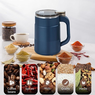 Picture of Household Small Powder Grinding Machine, Grain mills, Herb Grinder, Spice Grinder, Electric Coffee Grinder, Multifunctional Grinding Machine with Stainless Steel Blade Blue