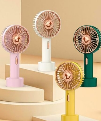 Picture of PRITECH Portable USB Fan with LED Light, Mini Handheld Fan with Mobile Power Function, Adjustable 2 Speed, Portable Electric Fan for Office, Travel, Outdoor Green