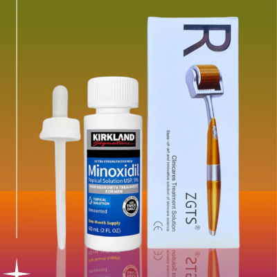 Picture of Kirkland Minoxidil 5% 1 Bottle + ZGTS Derma Roller 0.5mm 192 Titanium Needles - Hair,Beard Regrowth Combo Pack Ratings 1 