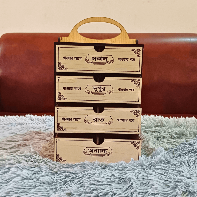 Picture of Medicine Storage Box 4 layer Keep your medicines organized and secure with this handy 4 layer medicine storage box. Multicolor