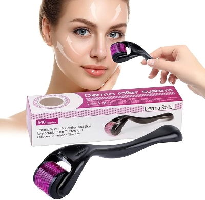 Picture of Derma Roller Micro Needle for Hair, Beard Growth and Facial Skin Therapy (0.5 mm) Black
