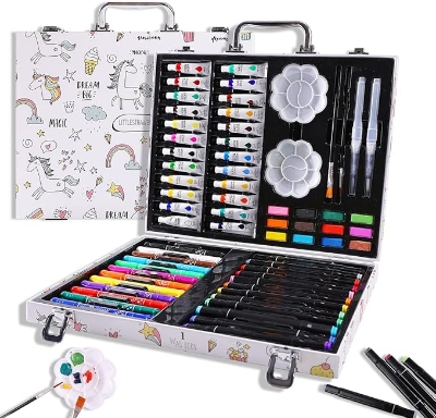 Picture of Art Supplies Set for Kids, 66 Pieces Art Set, Highlight Art Markers, Twistable Silky Crayons, Watercolor Brushes, etc. Painting & Drawing Set Professional Art Kit, Back to School Gifts for Kids Multicolor