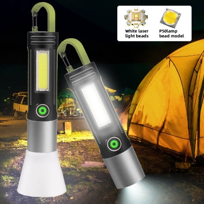 Picture of Multifunctional LED Flashlight XSP-836 Work Light USB Rechargeable Camping Fishing Lantern Waterproof Zoom Torch KeyChain Lamp Blue