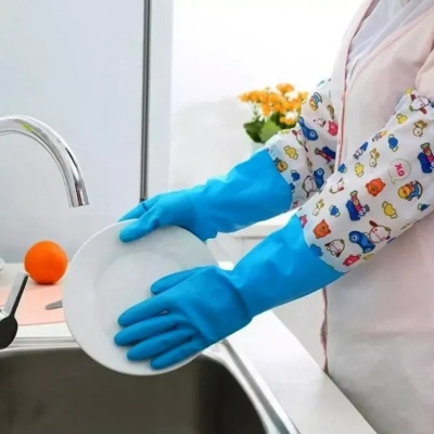 Picture of High Quality Multicolored Silicone Kitchen Dishwashing, Cleaning, Gardening, Laundry, Lab Gloves Multicolor
